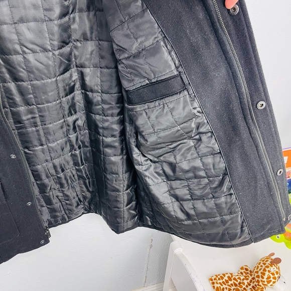 GUESS Mens Coat Military Black Peacoat Jacket Wool Blend - Picture 7 of 9